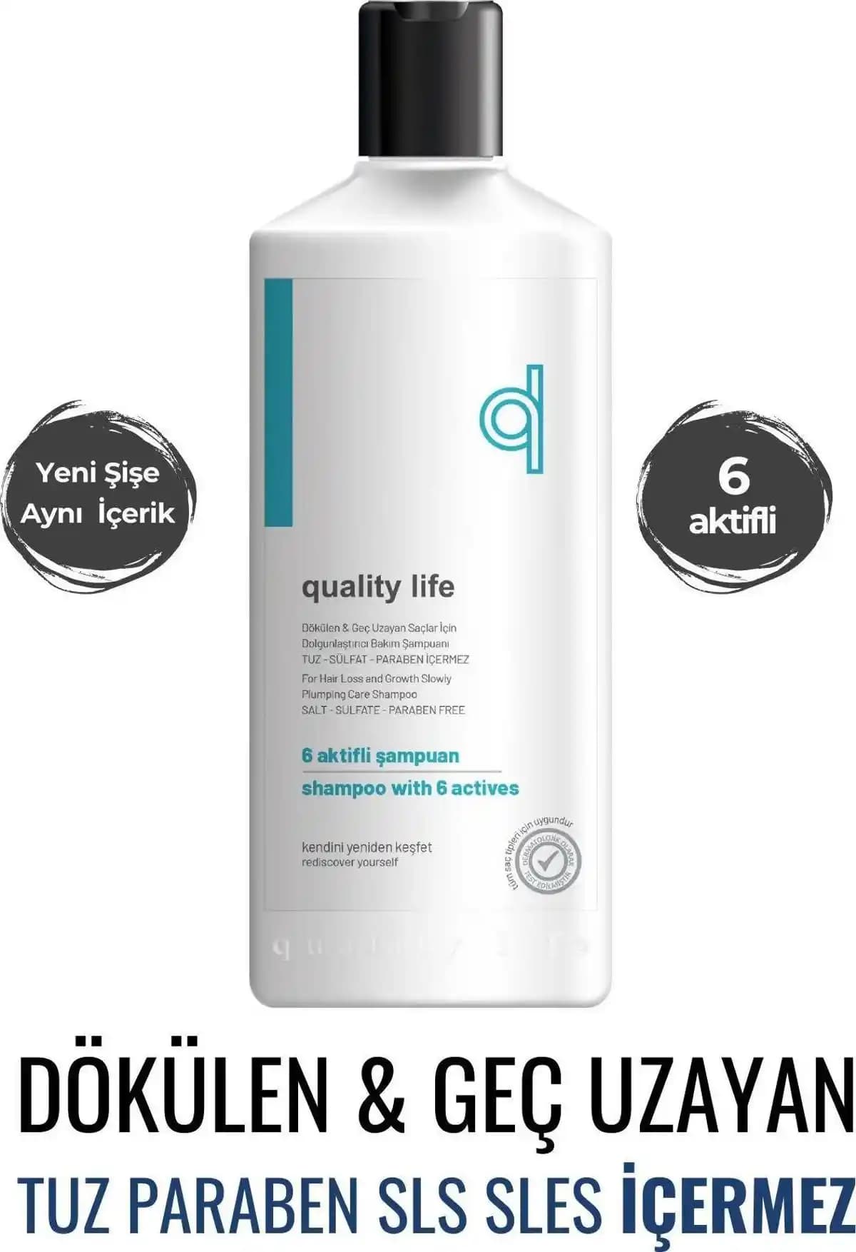 QL 6 Aktifli Hızlı Saç Uzatma Şampuanı Saç Dökülmesini Azaltıp Hızlı Uzama Sağlar