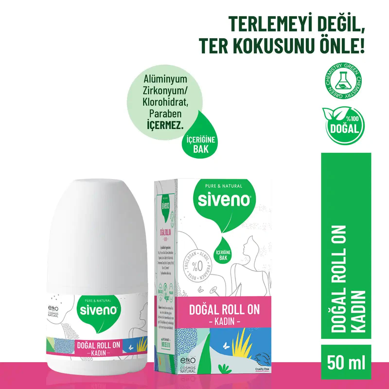 Siveno Kadın Doğal Roll-On Deodorantları: Kimyasal İçeriksiz Sağlıklı ve Güvenilir Ter Önleyici Çözüm