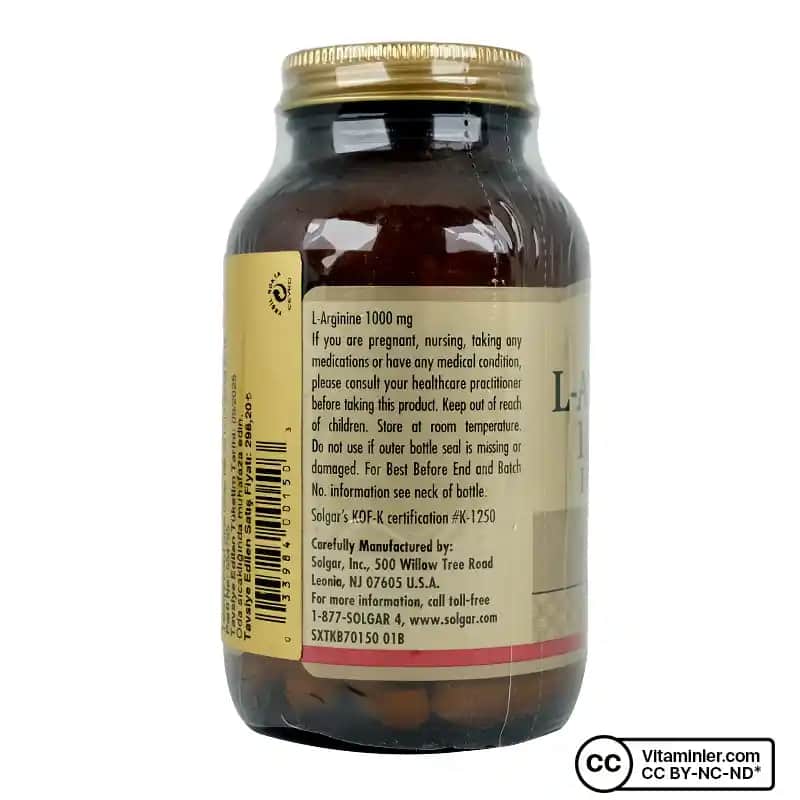 Solgar Arjinin ile Damar Sağlığını ve Performansı Destekleyen Yüksek Kaliteli Takviye