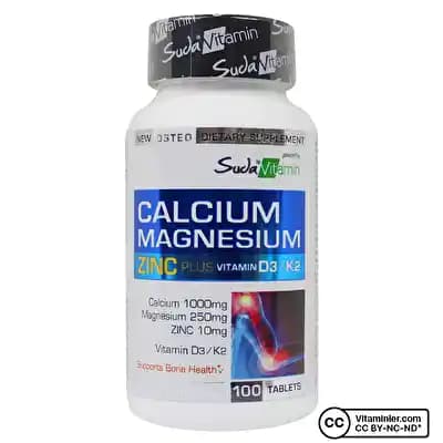 Suda Vitamin Calcium Magnesium Zinc Plus 100 Tablet ile Kemik ve Bağışıklık Güçlendirme