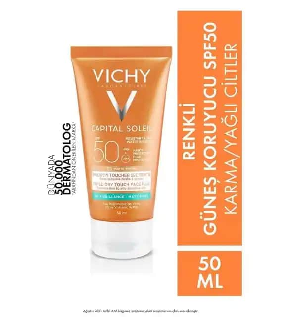 Yağlı ve akneye eğilimli ciltler için Vichy güneş kremleri yüksek SPF korumasıyla