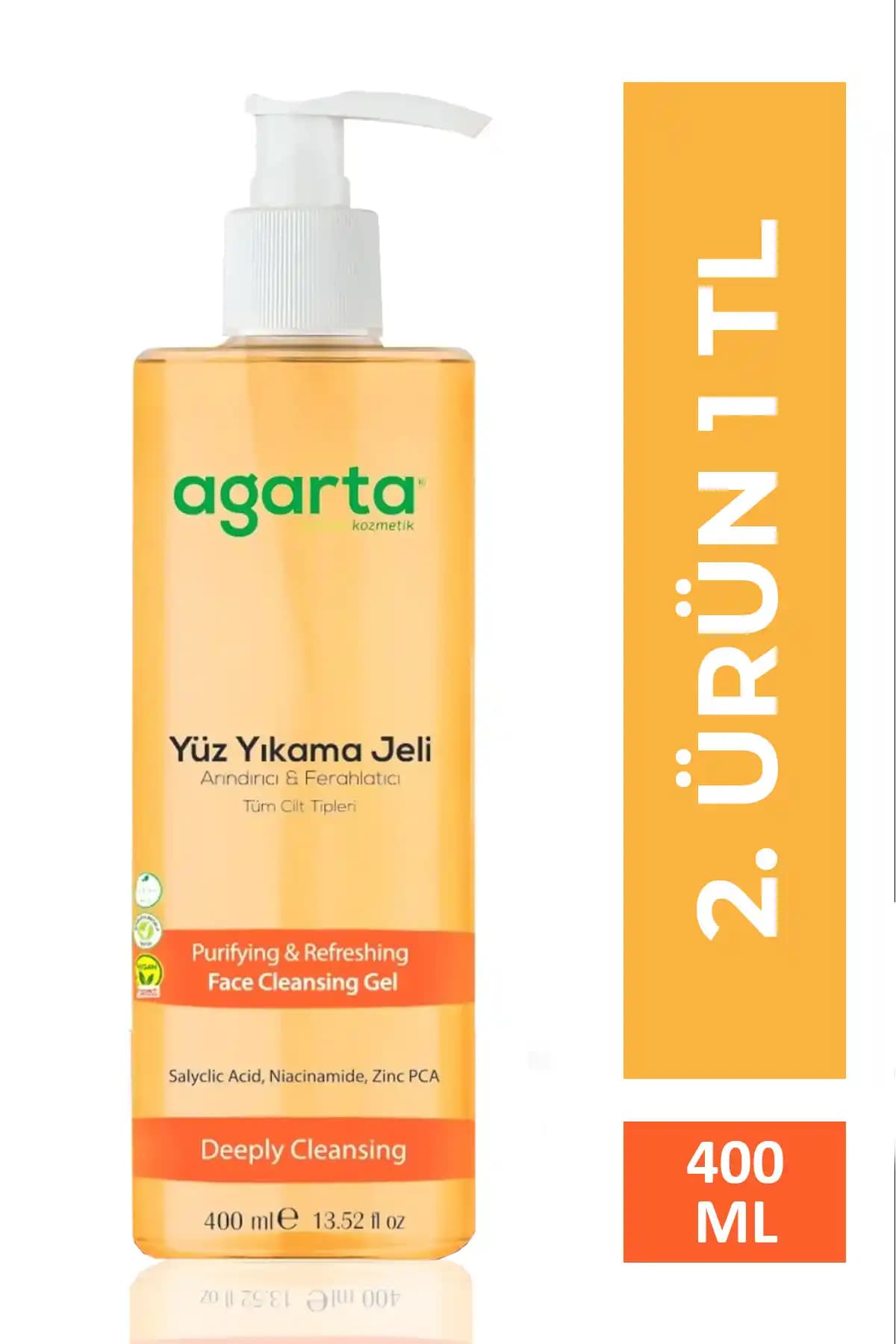 Agarta Tüm Cilt Tipleri İçin Doğal Arındırıcı Yüz Yıkama Jeli Hassas 400 ml