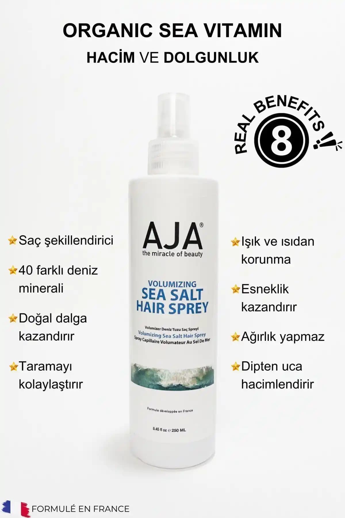 AJA Deniz Tuzu Saç Spreyi 250 ml ile Doğal Hacim ve Dolgunluk Sağlama
