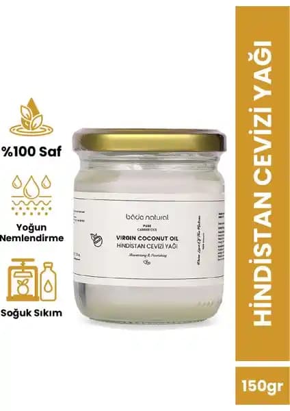Bade Natural Soğuk Sıkım %100 Saf Hindistan Cevizi Yağı 150 g - Doğal Cilt ve Saç Bakımı