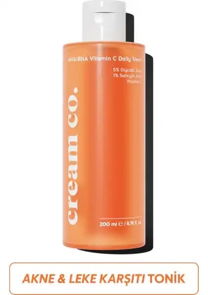 Cream Co Leke Karşıtı AHA BHA C Vitamini Tonik ile Cilt Tonu Eşitleme ve Parlaklık