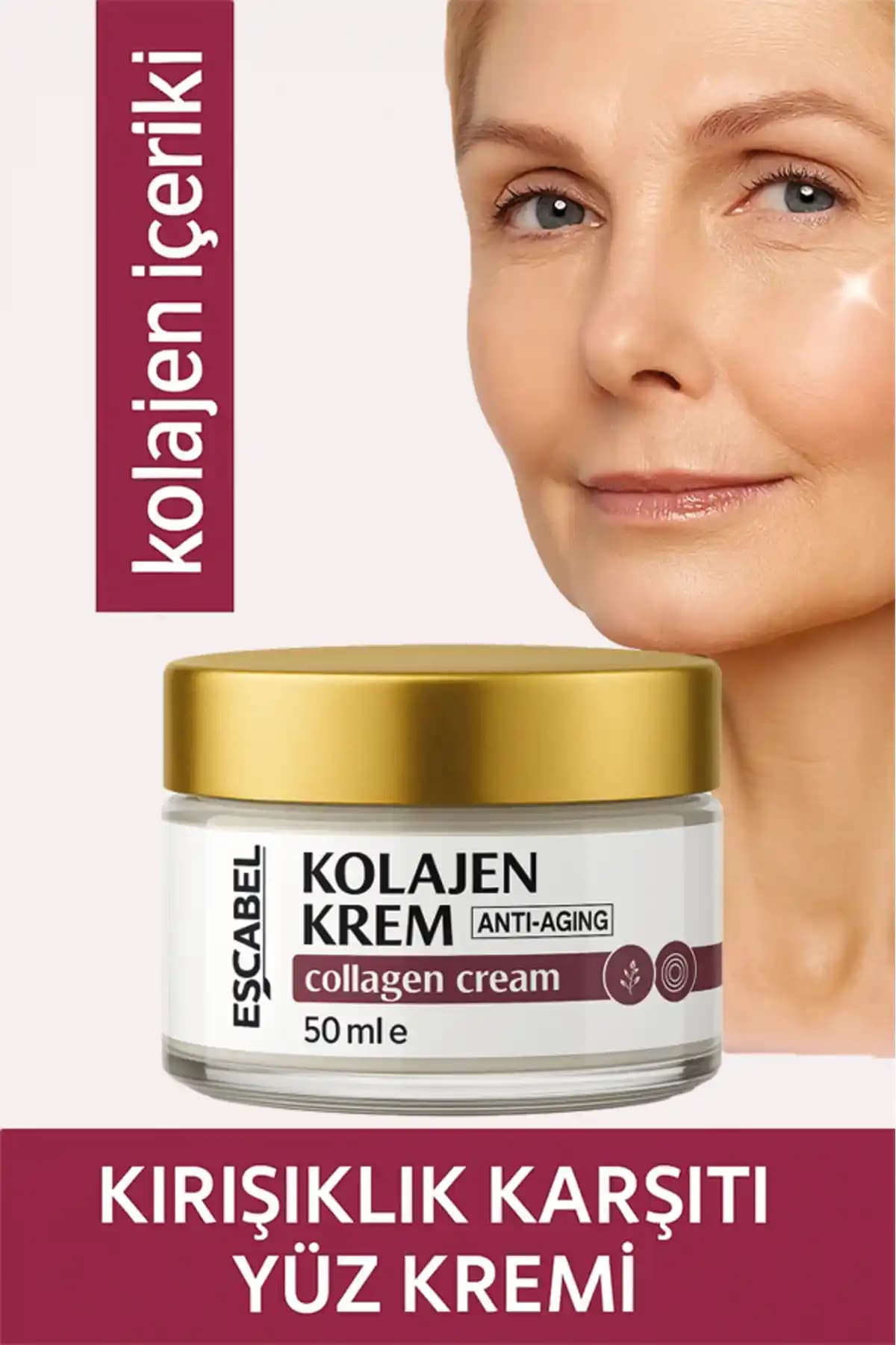 Escabel Kırışıklık Önleyici Kolajen Yüz Kremi 50ml ile Cilt Sıkılığı ve Canlılık Sağlama