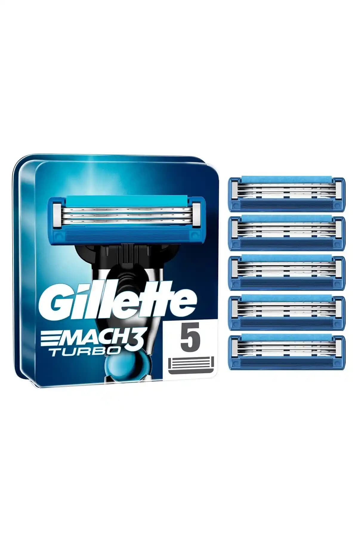 Gillette Mach-3 Turbo Yedek 5'li: Üç Bıçaklı Pürüzsüz ve Cilt Dostu Tıraş Çözümü