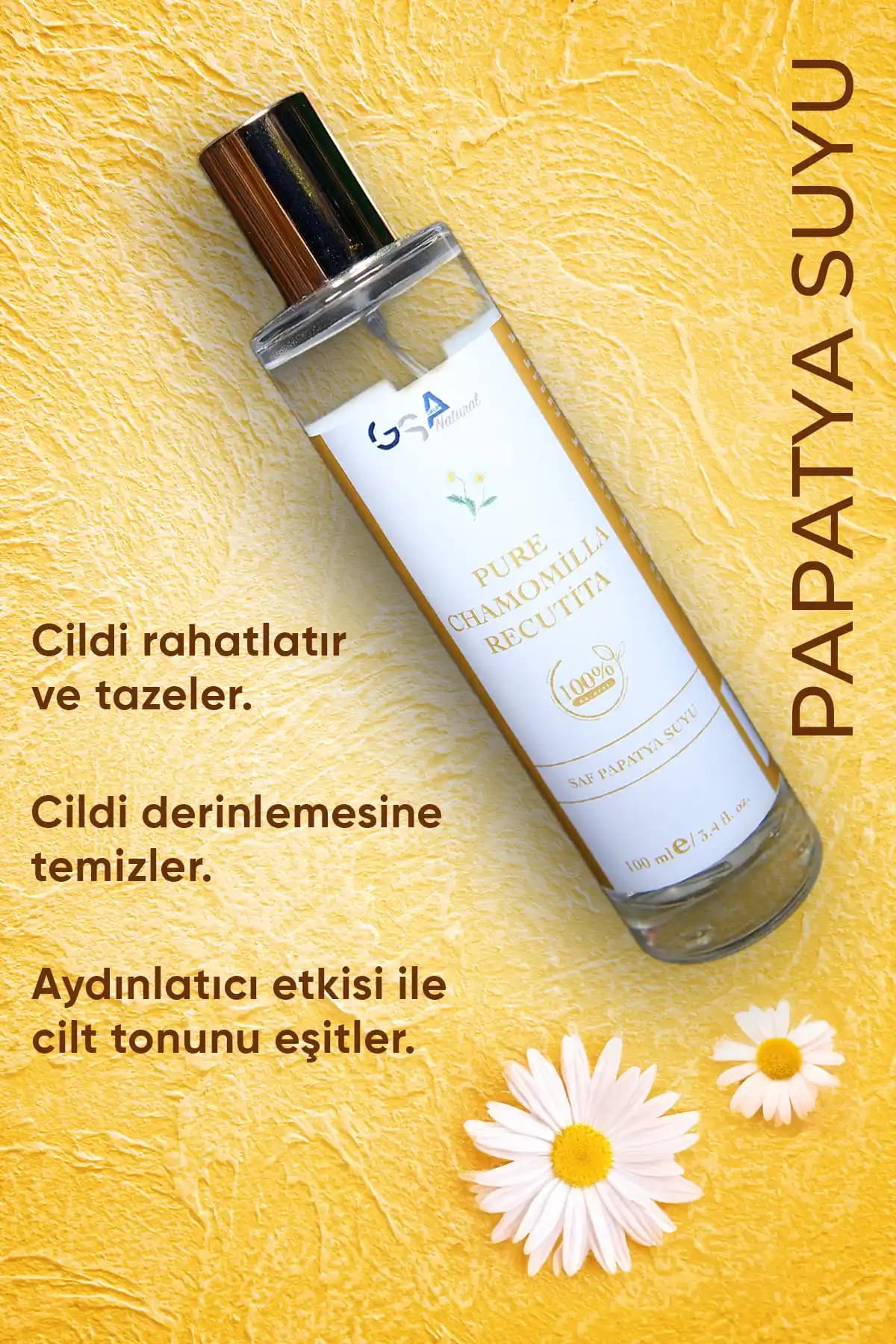 GSA Natural Saf Papatya Suyu Saç ve Yüz Toniği %100 Doğal 100ml - Çok Yönlü Bakım