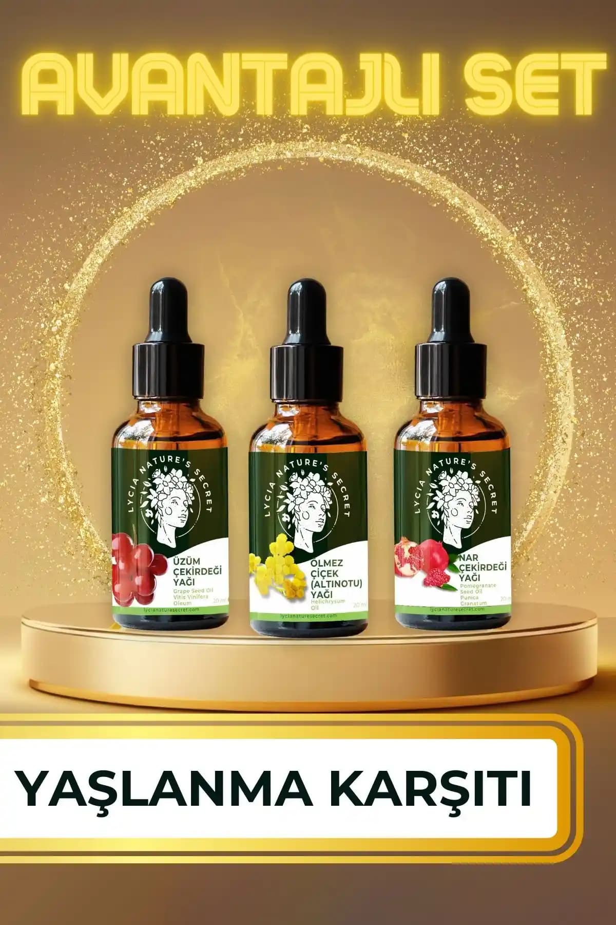 LYCIA NATURE'S SECRET Doğal Yağ Seti ile Kırışıklık ve Yaşlanma Karşıtı Bakım