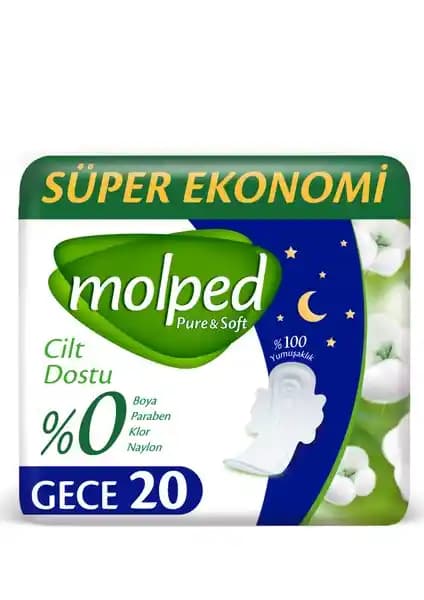 Molped Pure Soft Gece Süper Eko 18'li Hijyenik Ped: Yumuşaklık ve Uzun Süreli Koruma