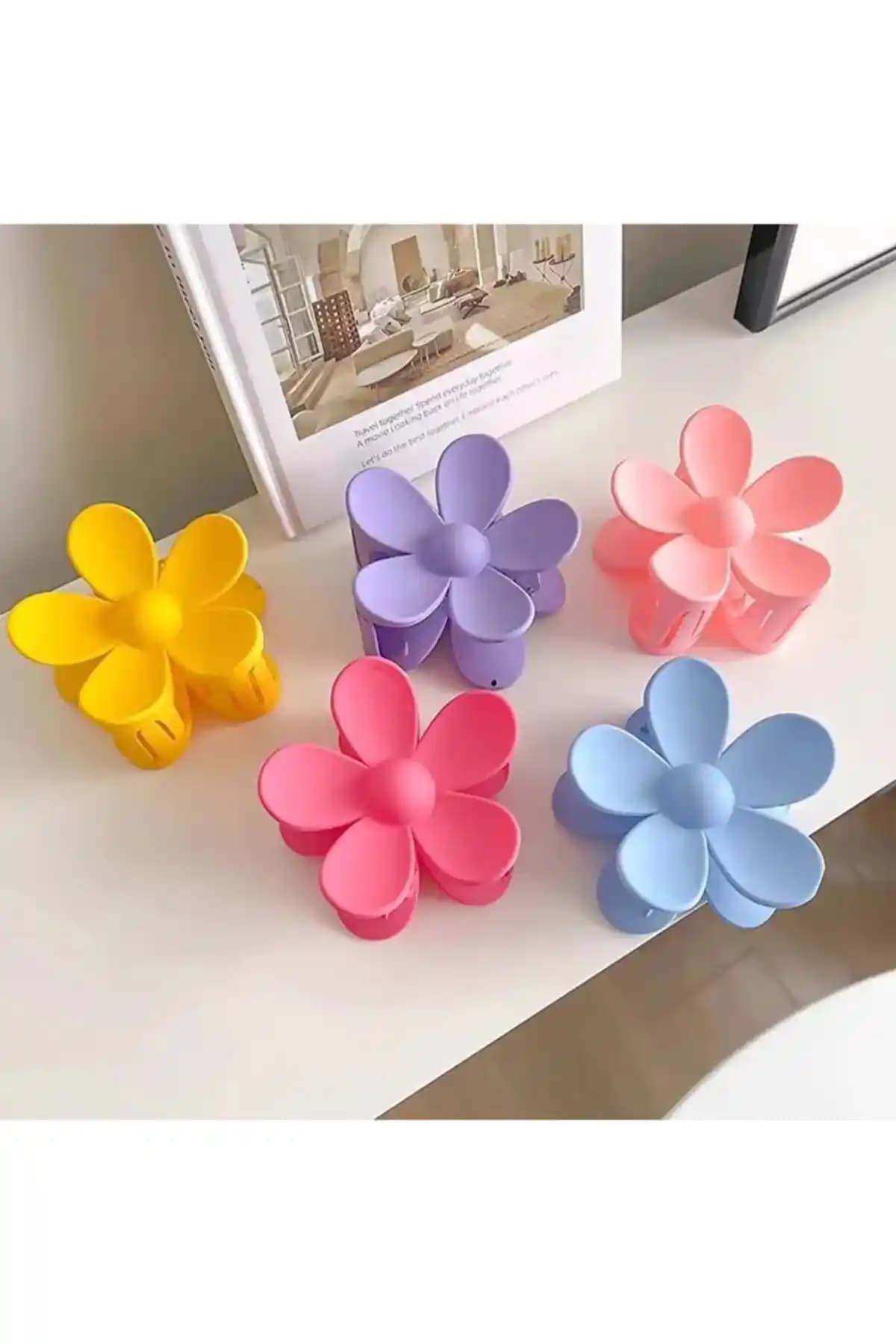 Monalisa Papatya Çiçek Mandal Toka 5'li Set Kadınlar İçin Dayanıklı ve Şık Saç Aksesuarı