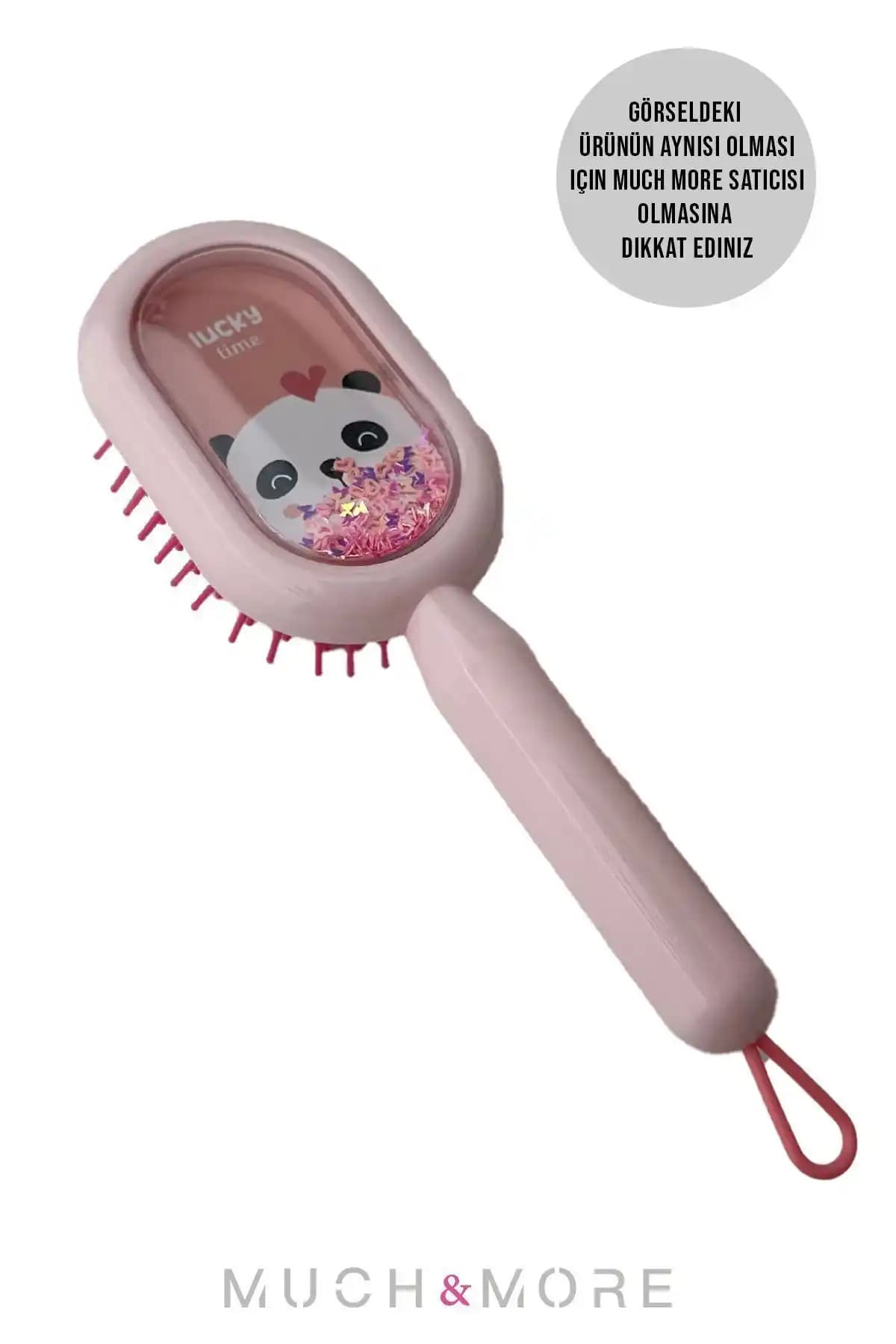 Much and More Simli Pembe Oval Saç Açma Tarama Fırçası ile Saç Bakımında Pratik Çözüm
