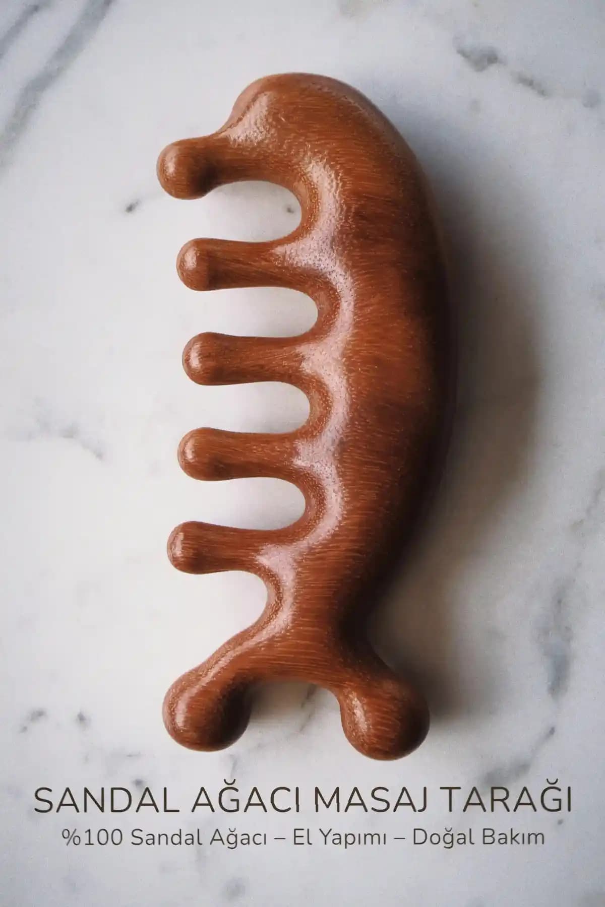 NATUROVA Sandal Ağacı Gua Sha: Çok Fonksiyonlu Doğal Masaj Aleti ile Cilt ve Saç Bakımı