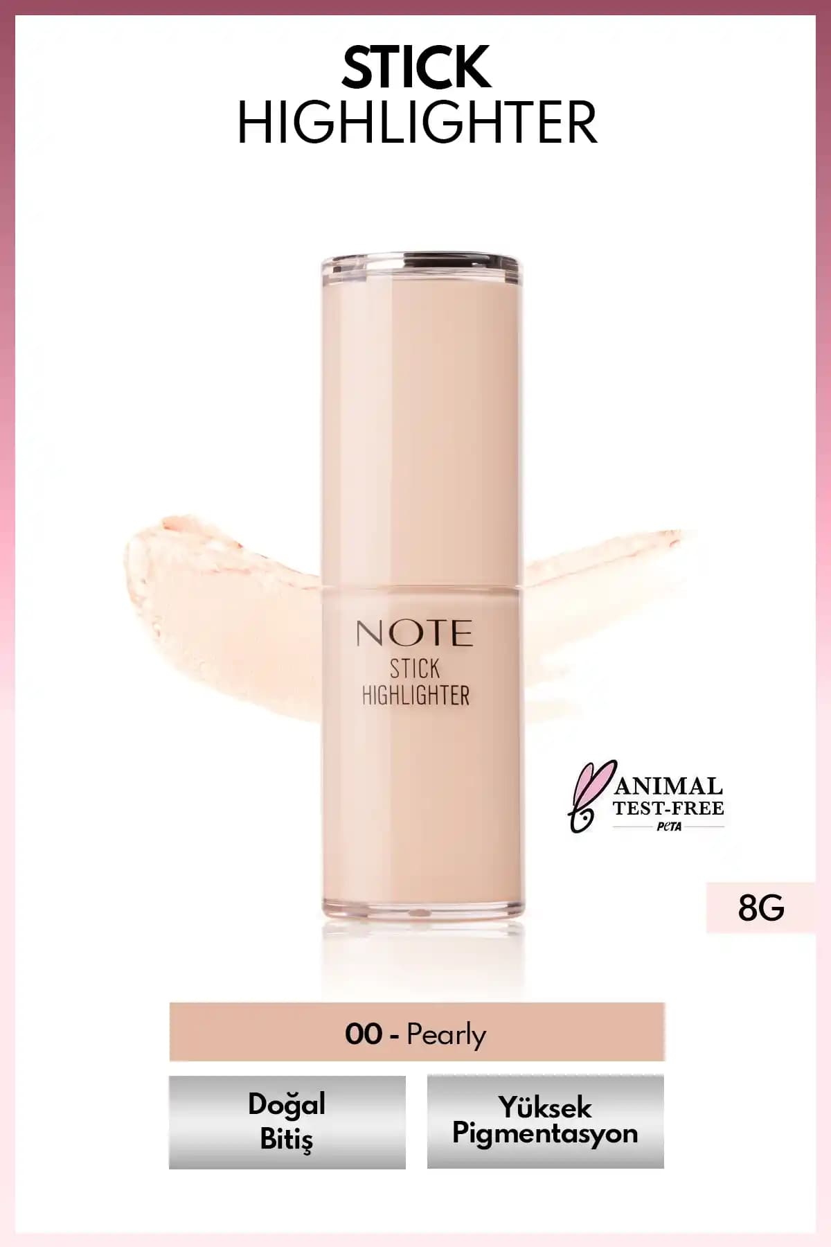 Note Cosmetics Stick Highlighter Nemlendirici Yumuşak Stick Aydınlatıcı 00 Pearly ile Doğal Işıltı