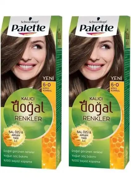 Palette 6-0 Koyu Kumral Kalıcı Doğal Renkler Saç Boyası Seti - Canlı ve Parlak Saçlar