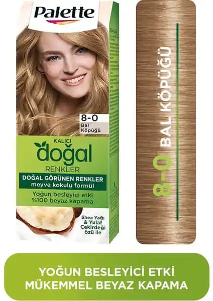 Palette Kalıcı Doğal Renkler 8-0 Bal Köpüğü Shea Yağı İçeren Saç Boyası