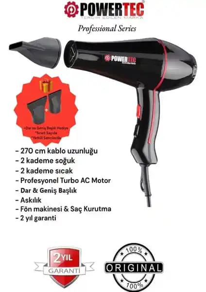 Powertec TR-601 Turbo ve Ventoso V5 Silex5000: Profesyonel Fön Makineleri Karşılaştırması