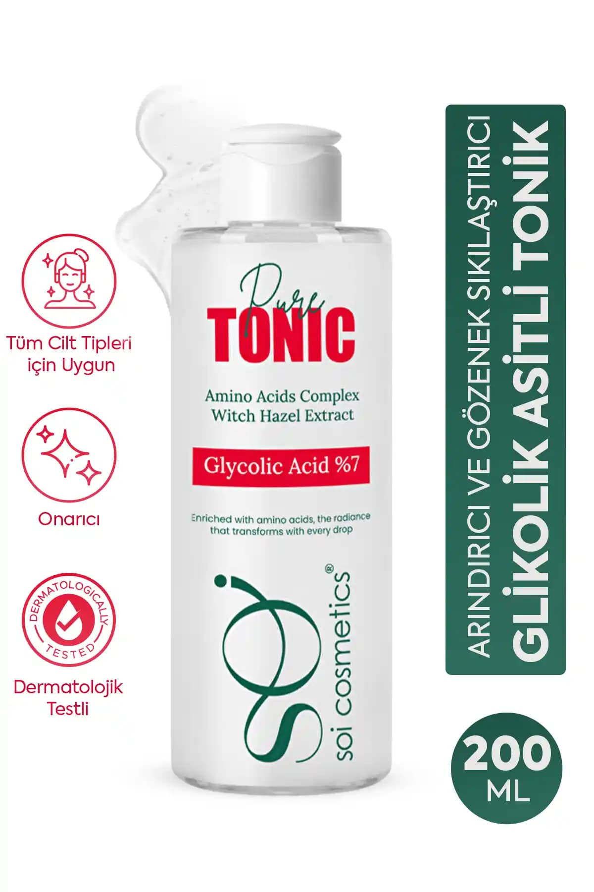 SOI Cosmetics Glikolik Asit Tonik 200 ML ile Ciltte Gözenek Sıkılaştırma ve Yaşlanma Karşıtı Bakım