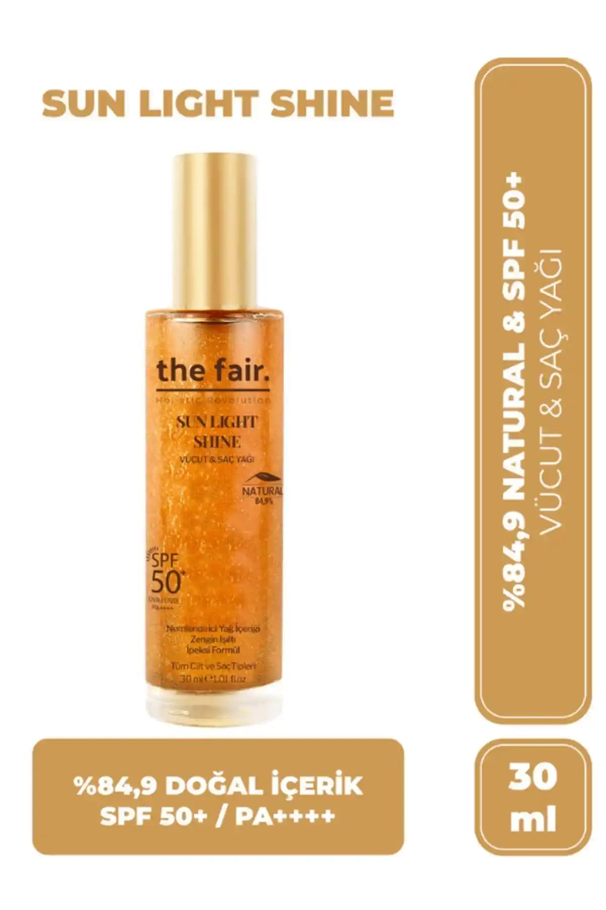 The Fair Sun Light Shine SPF 50+ / PA++++ Parıltılı Güneş Koruyucu Vücut ve Saç Yağı 30 ml