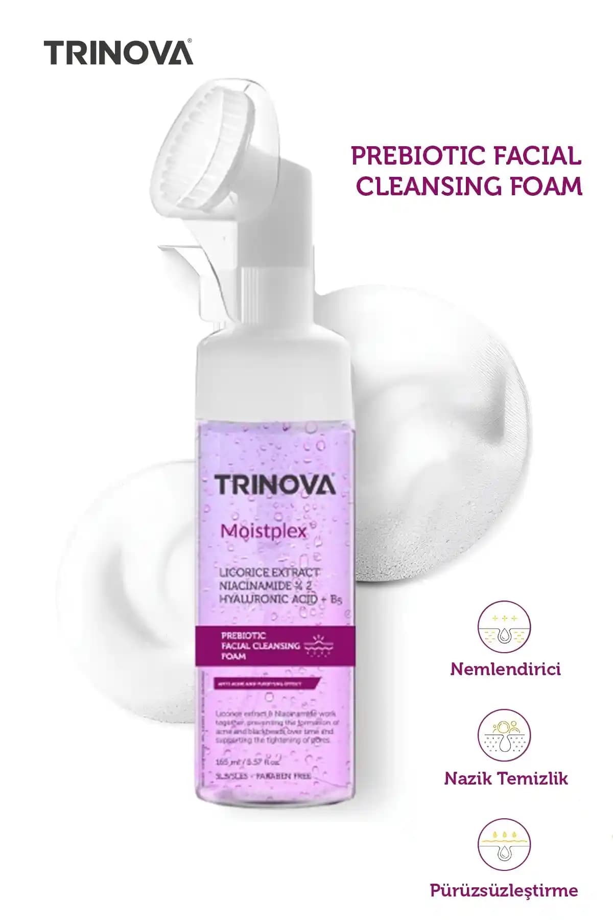Trinova PREBİYOTİK Licorice Yüz Temizleme Köpüğü 165ml - Akne ve Gözenek Bakımı