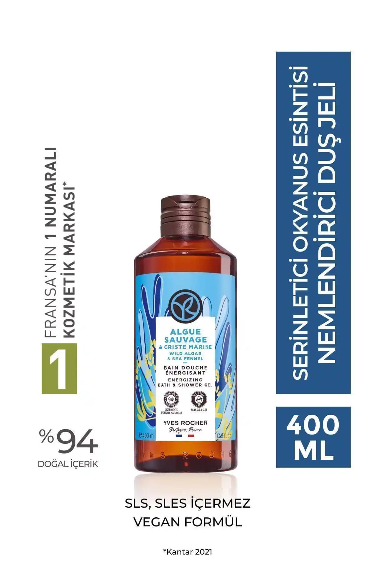 Yves Rocher Nemlendirici Serinletici Okyanus Esintisi Duş Jeli - Doğal ve Hassas Ciltler İçin