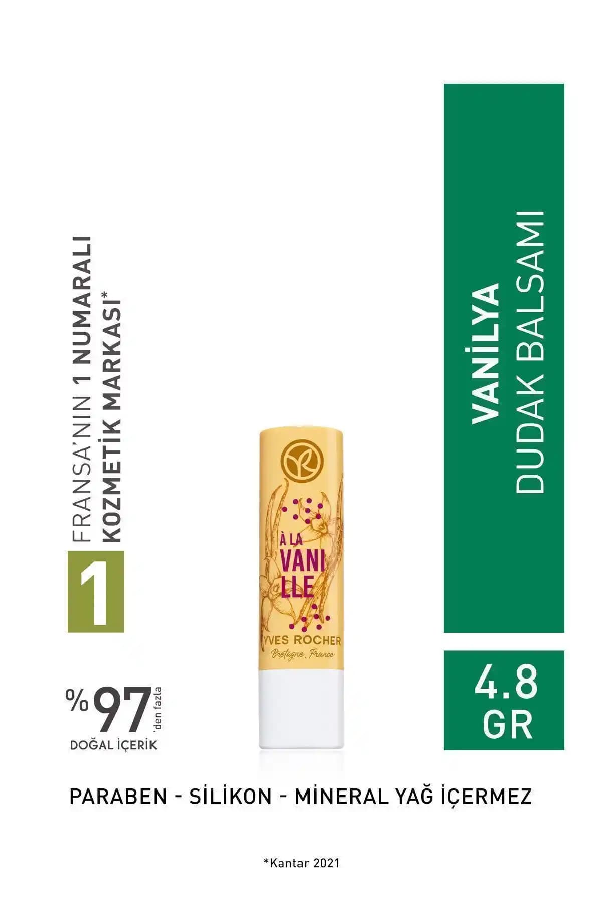 Yves Rocher Vanilya Kokulu Nemlendirici Dudak Balsamı 4.8gr - Doğal Bakım