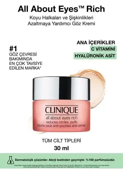 Clinique All About Eyes Rich Yoğun Göz Kremi: Göz Çevresi Bakımında Etkili Çözüm