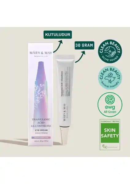 Mary & May Tranexamic Acid ve Glutathion İçeren Göz Çevresi Kremi: Koyu Halkalar ve Yaşlanma Karşıtı Bakım