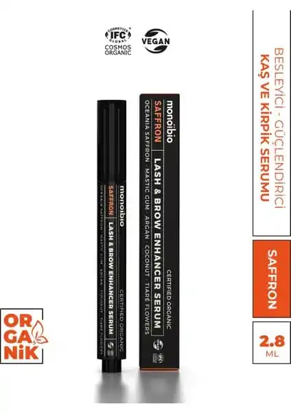Monoibio Saffron Güçlendirici Organik Kaş ve Kirpik Serumu Doğal ve Etkili Bakım Çözümü