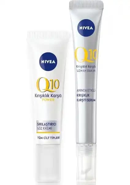 Nivea Q10 Kırışıklık Karşıtı Sıkılaştırıcı Göz Kremi ve Serum Seti Günlük Cilt Bakımı İçin