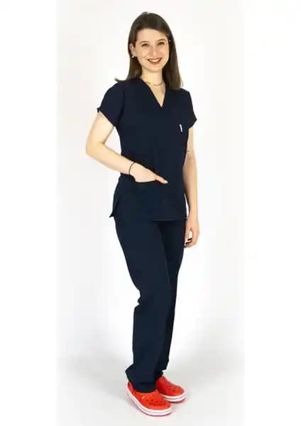 Simirna Lacivert ve Siyah Cerrahi Doktor Scrubs Karşılaştırması Sağlık Profesyonelleri İçin