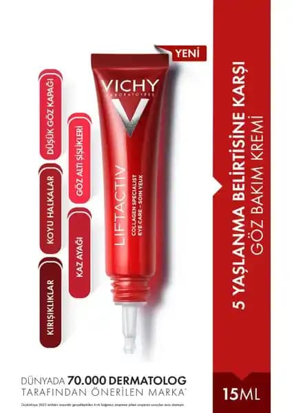 Vichy Liftactiv Collagen Specialist Göz Çevresi Kremi: Yaşlanma ve Elastikiyet İçin Etkili Bakım