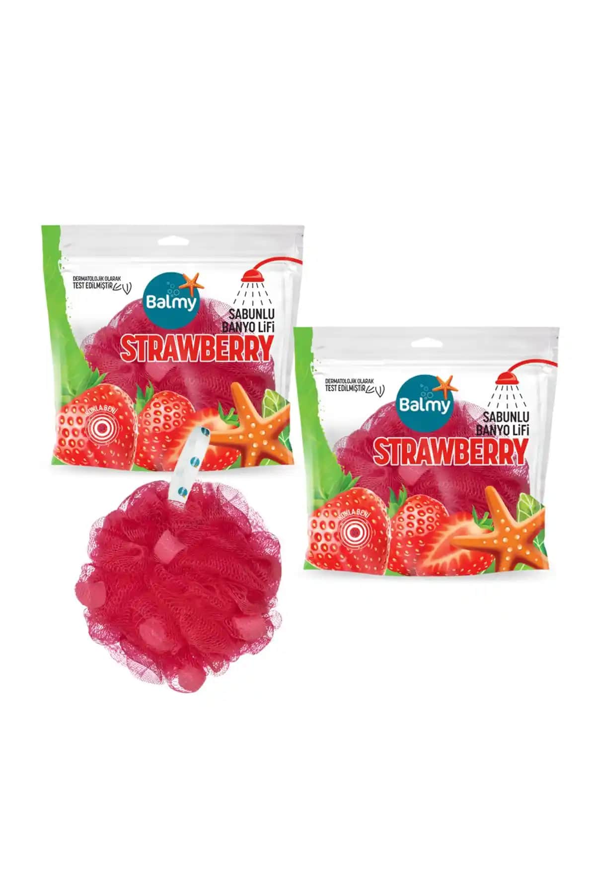 Balmy Çilek Sabunlu Pon Pon Lif: Hijyenik, Ferahlatıcı ve Dayanıklı Banyo Ürünü