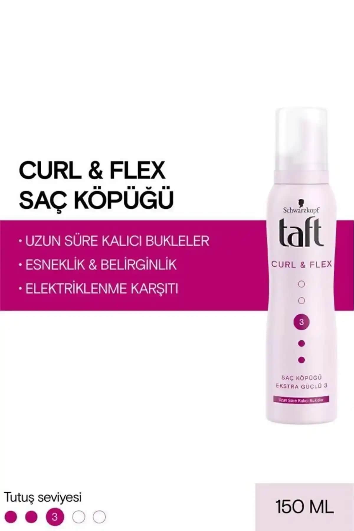 Taft Curl & Flex Saç Köpüğü 150ml ile Belirgin ve Hacimli Bukleler Yaratın