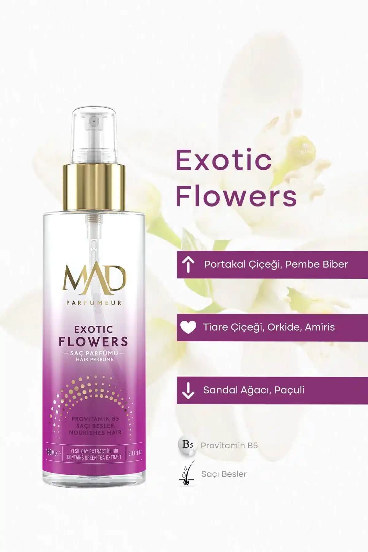 Mad Exotic Flowers Saç Parfümü: Kalıcı ve Ferah Çiçeksi Koku ile Göz Kamaştırıcı
