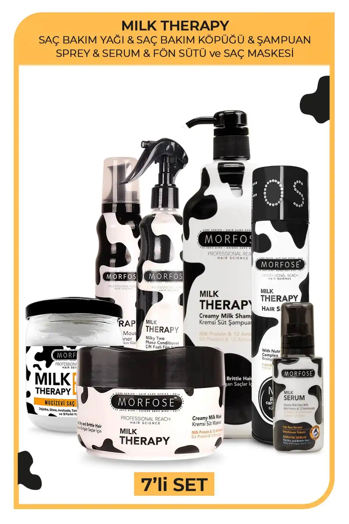 Morfose Milk Therapy 7'li Saç Bakım Seti Hacim ve Parlaklık Sağlayan Güvenilir Ürün