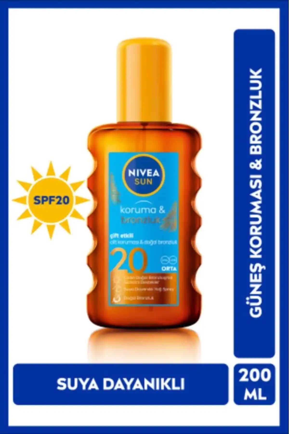 NIVEA SUN SPF20 Güneş Koruyucu ve Bronzlaştırıcı Yağ Yaz Ayları İçin Güvenilir Güneş Bakımı