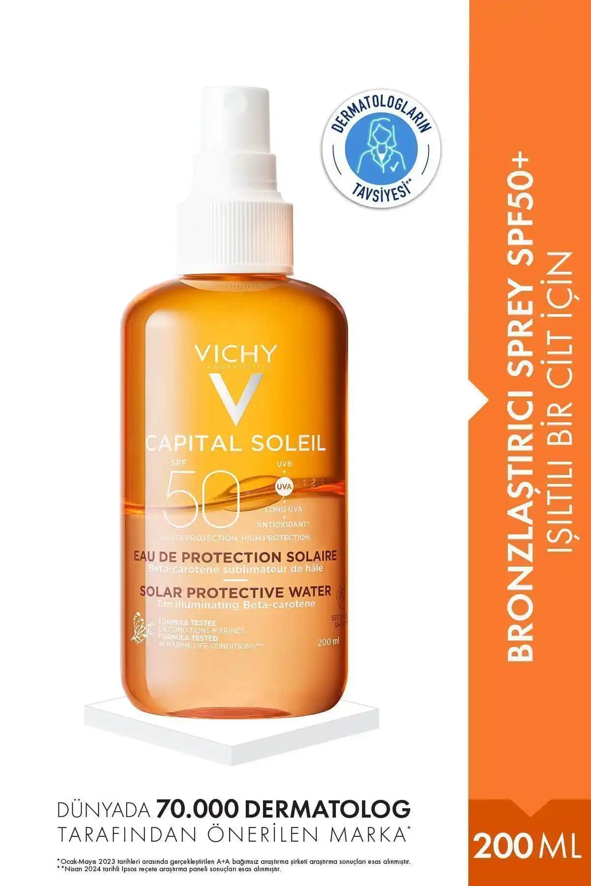 Vichy Capital Soleil SPF 50 Güneş Koruyucu Sprey: Yüksek Koruma ve Doğal Bronzluk Sağlar