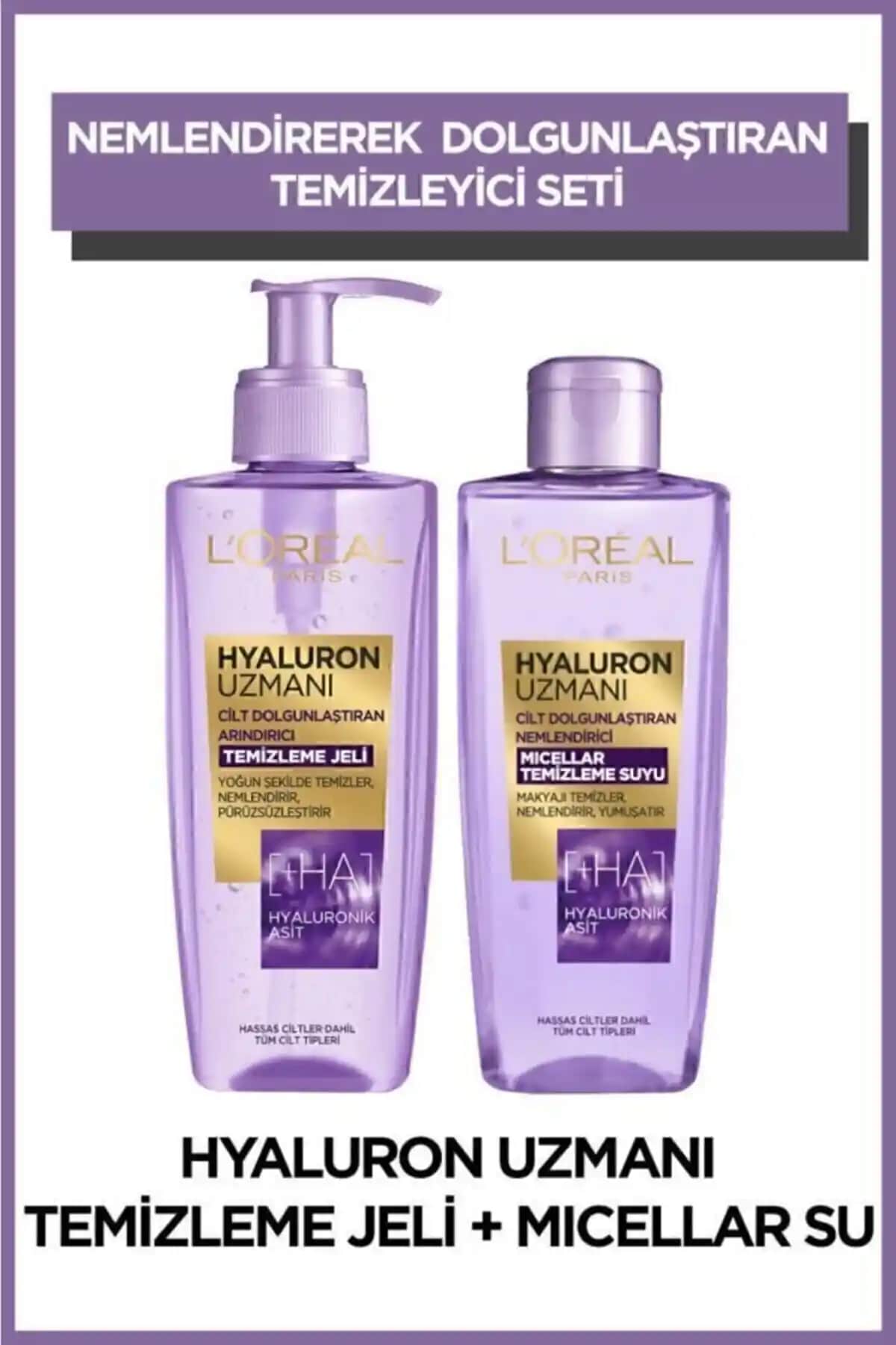 L'Oreal Paris Hyaluron Uzmanı Temizleme Jeli ve Micellar Su Seti - Nem ve Temizlik