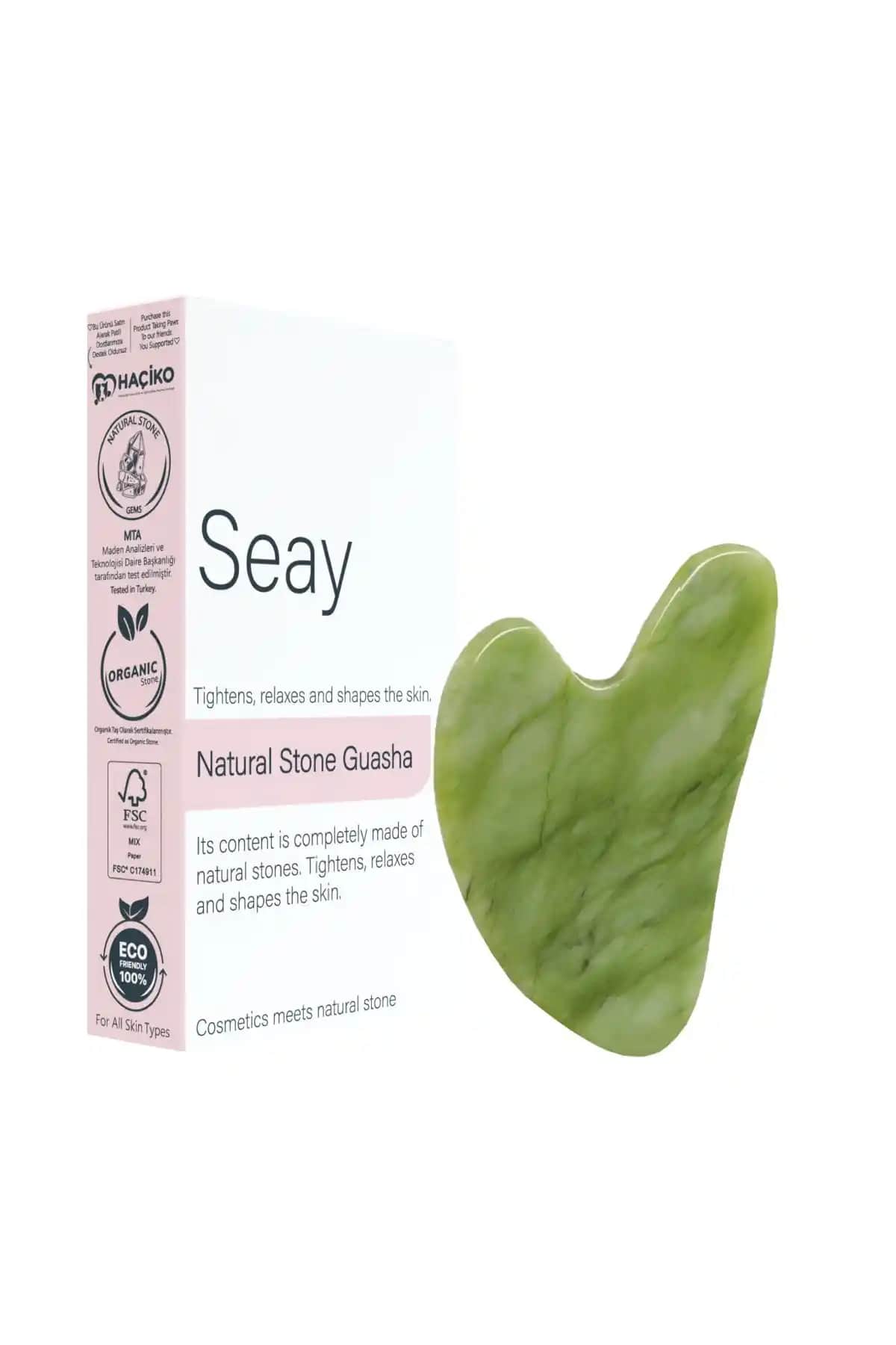 Seay Yeşim Taşı Kalp Şeklinde Gua Sha Yüz Masaj Aleti Doğal Güzellik ve Cilt Sağlığı İçin