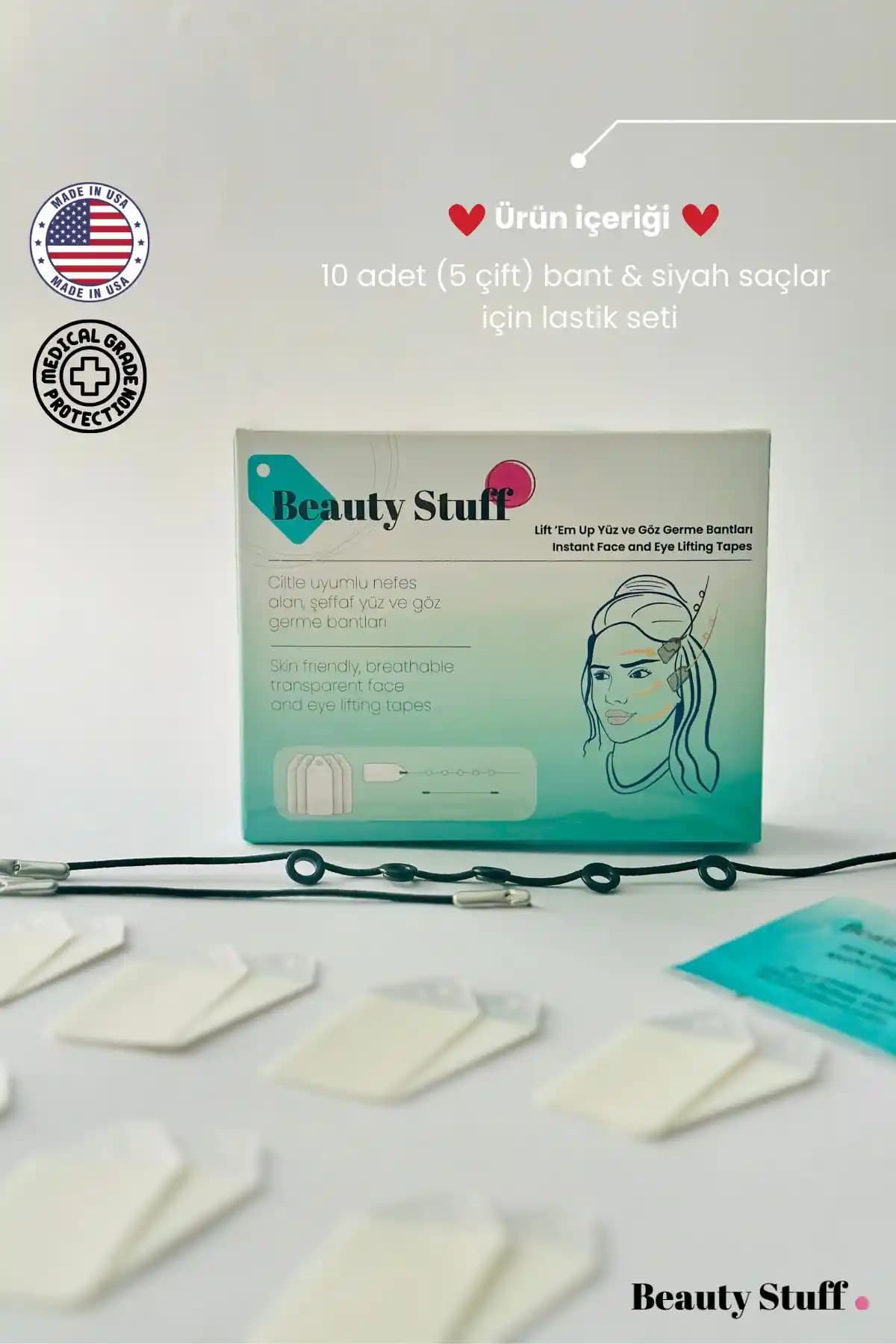 Lift Em Up Siyah Lastikli Yüz ve Göz Germe Bantları ile Anında Güzellik İpuçları