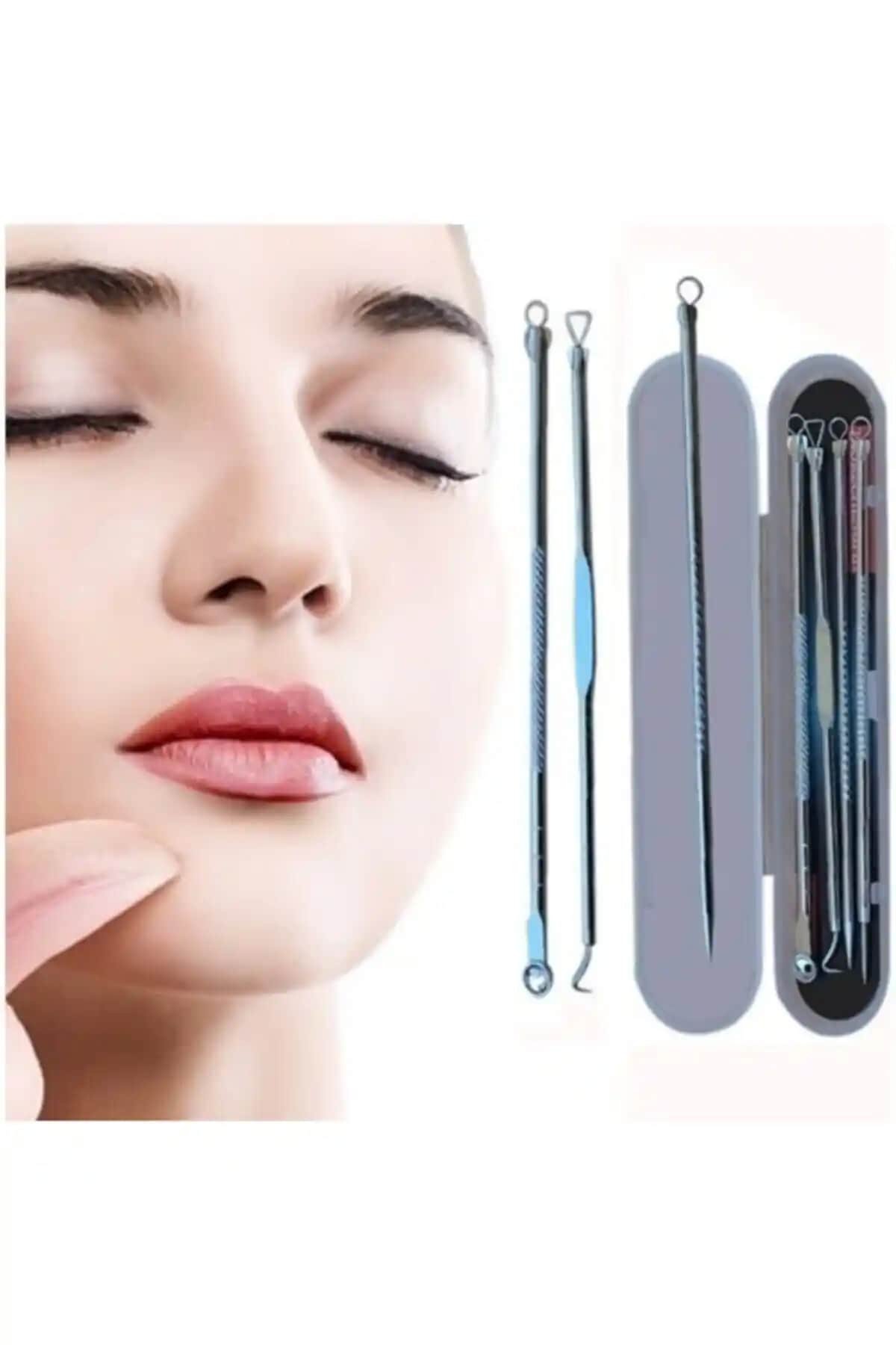 Paslanmaz Çelik Sivilce ve Siyah Nokta Temizleme Seti Güç Renk 4 Parça Hijyenik Cilt Bakımı