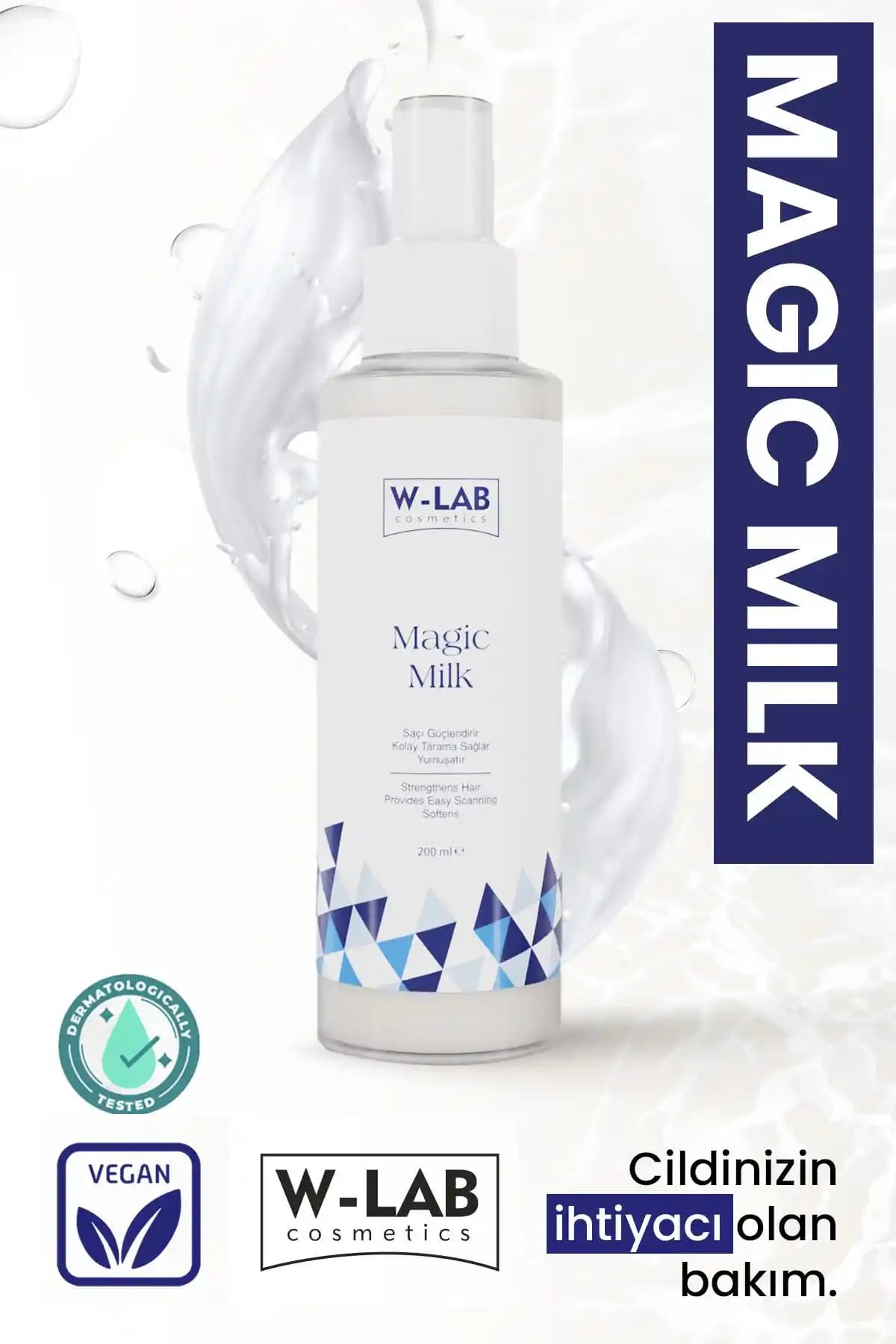 W-Lab Kozmetik Magic Milk Proteinli Saç Bakım Sütü: Hacim ve Parlaklık Sağlayan Doğal Formül