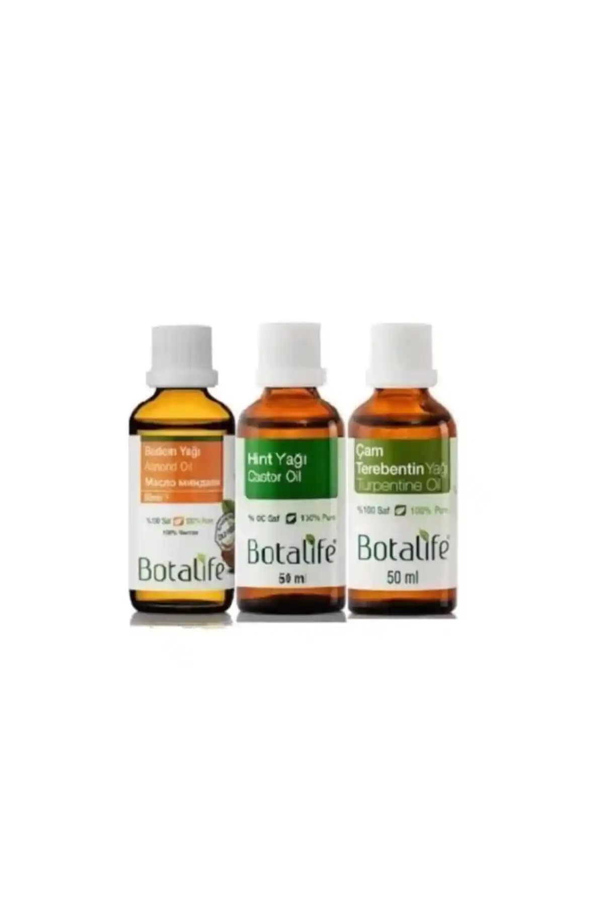 Botalife Badem Yağı, Çam Terebentin Yağı ve Hint Yağı Seti ile Doğal Saç Bakımı