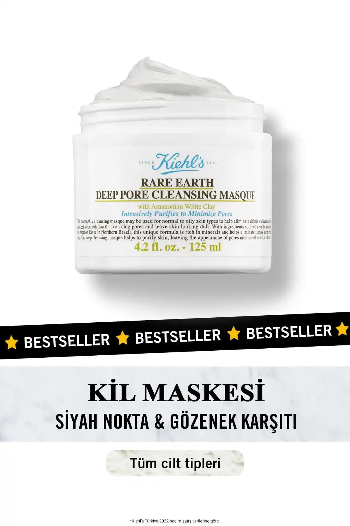 Kiehl's Siyah Nokta ve Gözenekleri Azaltıcı Rare Earth Kil Maskesi 125 ml