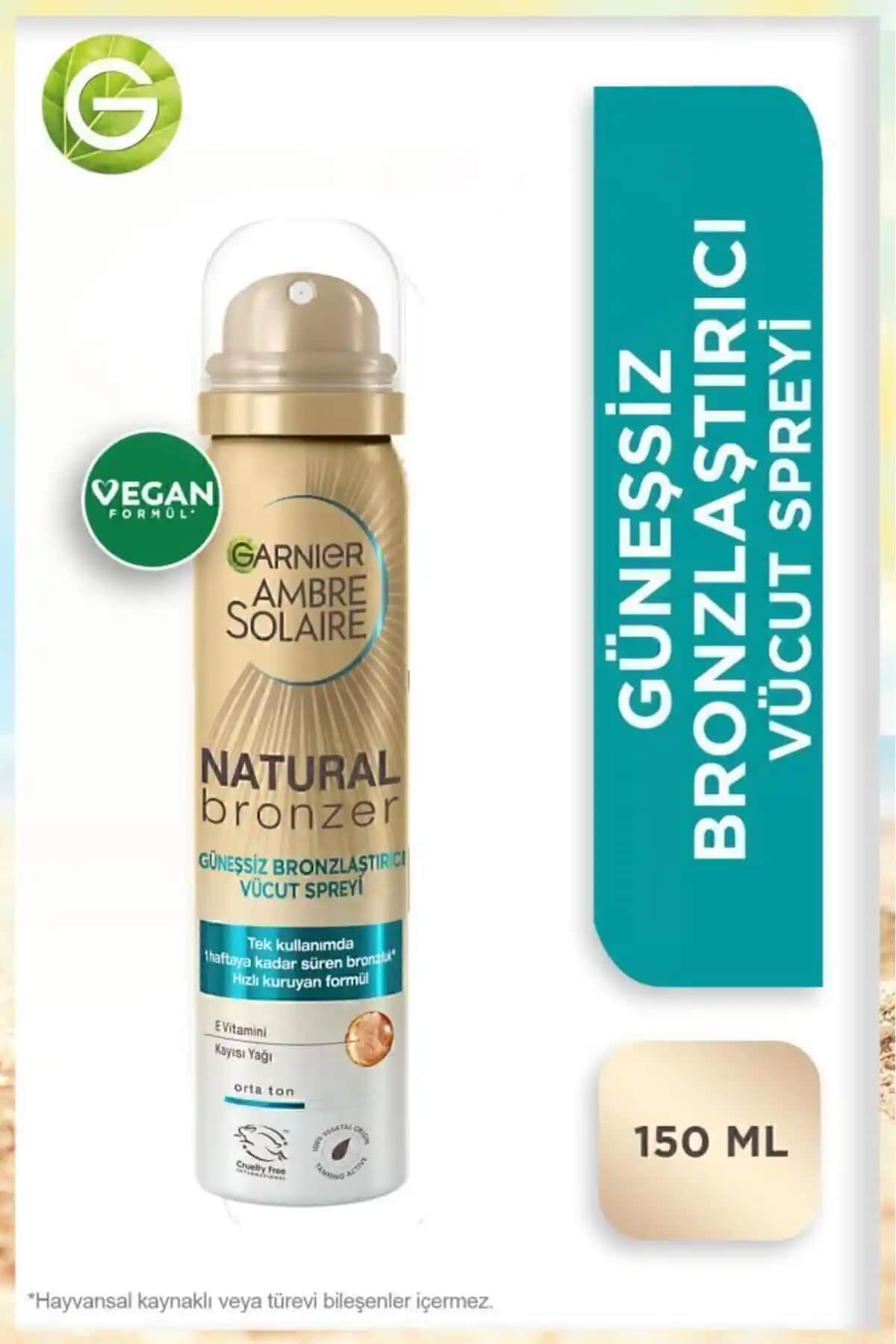 Garnier Ambre Solaire Natural Bronzer Güneşsiz Sprey ile Doğal ve Işıltılı Bronzluk Sağlama
