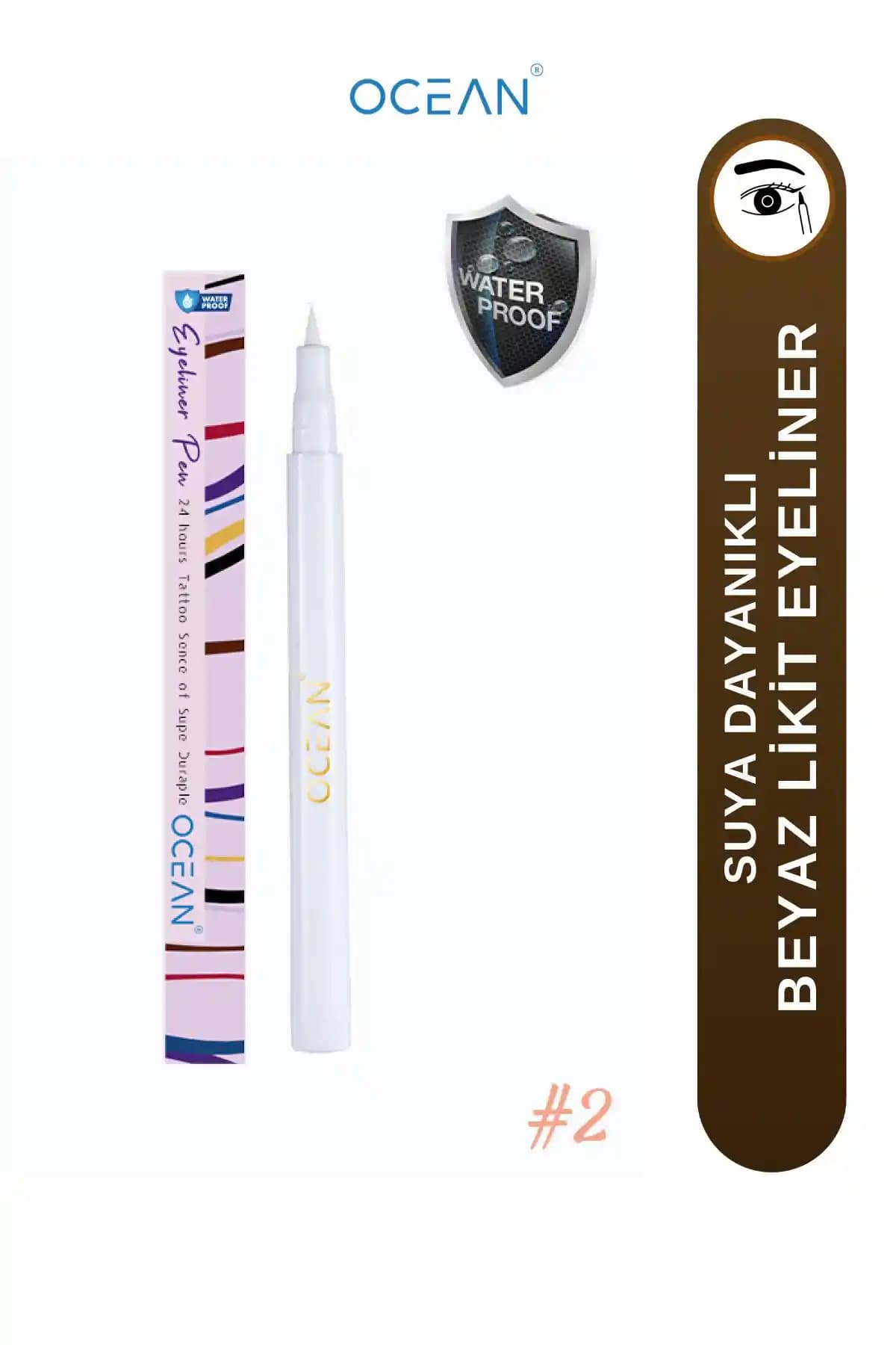 Ocean Beyaz Eyeliner: Suya ve Tere Dayanıklı, Mat Görünüm Sunan Uzun Süre Kalıcı Eyeliner