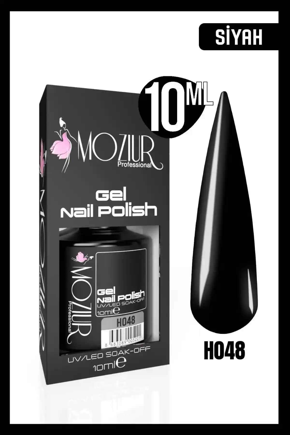 MOZIUR Kalıcı Oje H048 Siyah UV LED ile Uzun Süre Dayanan Şık Tırnaklar