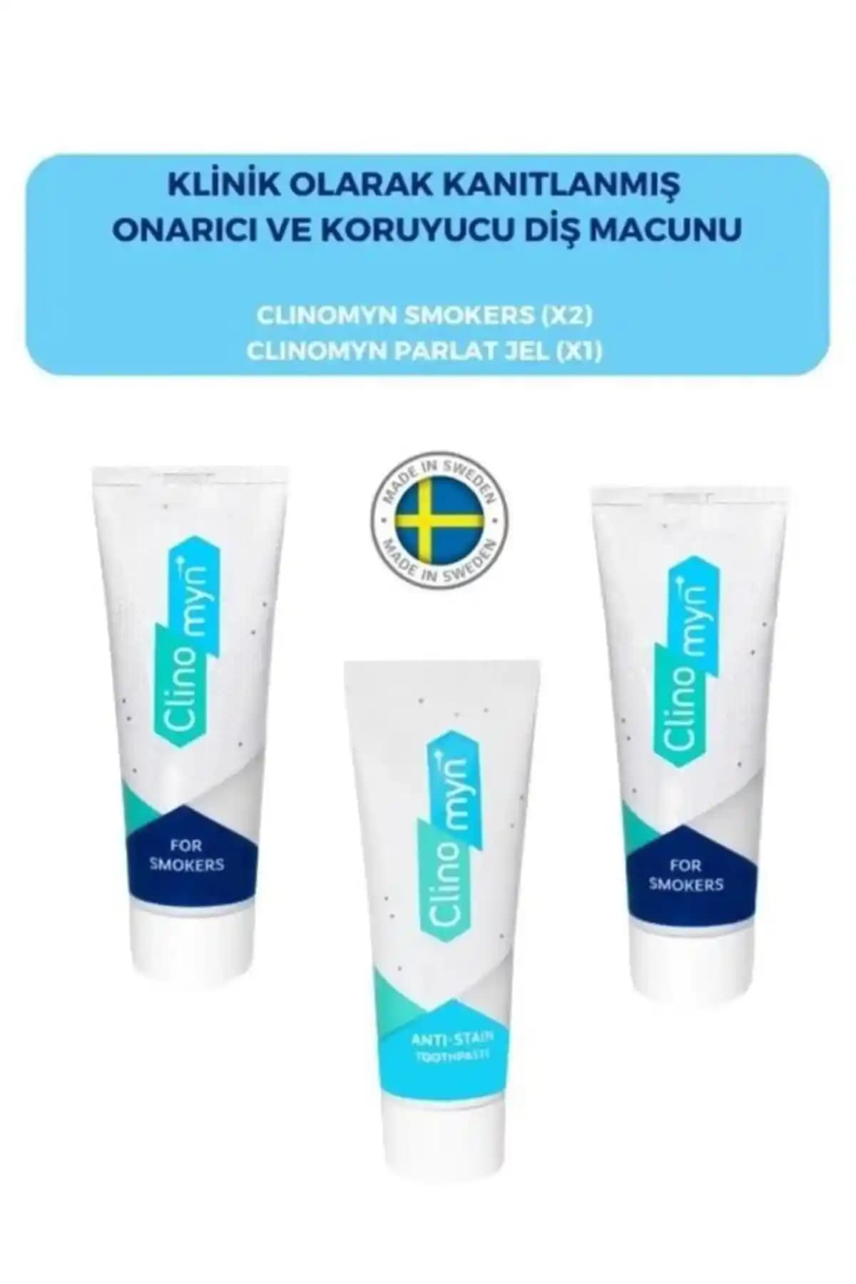 Clinomyn Smokers Diş Beyazlatıcı ve Plak Önleyici Diş Macunu Seti 75ml x 2