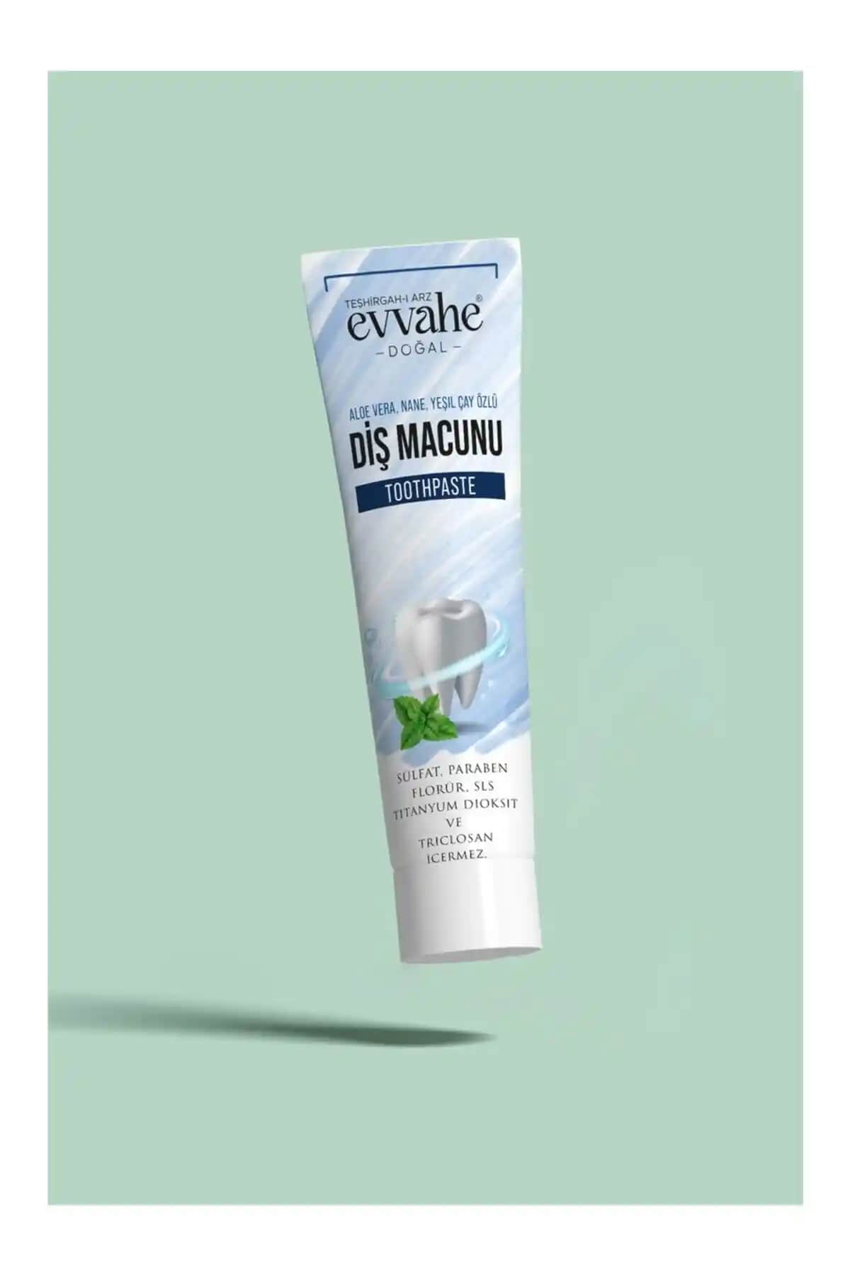 EVVAHE Doğal Aloe Vera Nane ve Yeşil Çay Özlü Diş Macunu: Doğal Temizlik ve Ferahlık Sağlayan Formül
